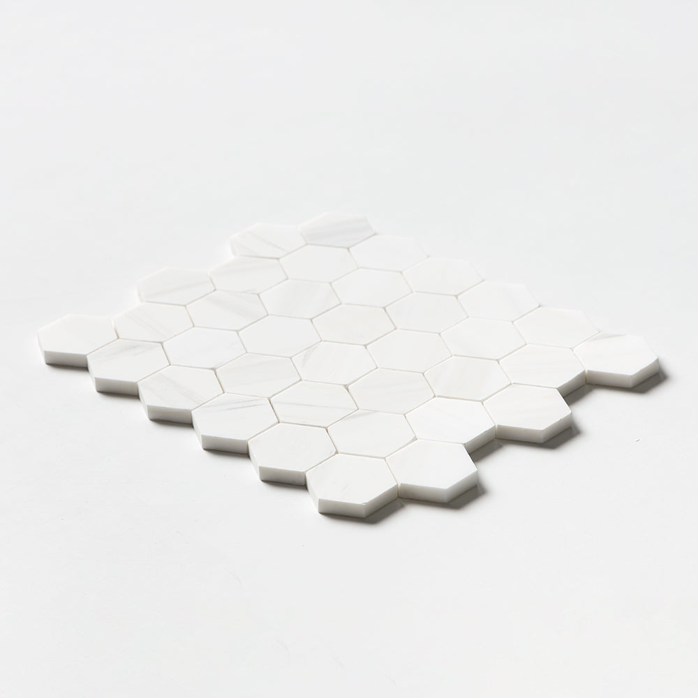 Bianco Dolomiti Honed Hexagon Marble Mosaic