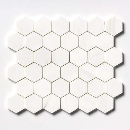 Bianco Dolomiti Honed Hexagon Marble Mosaic