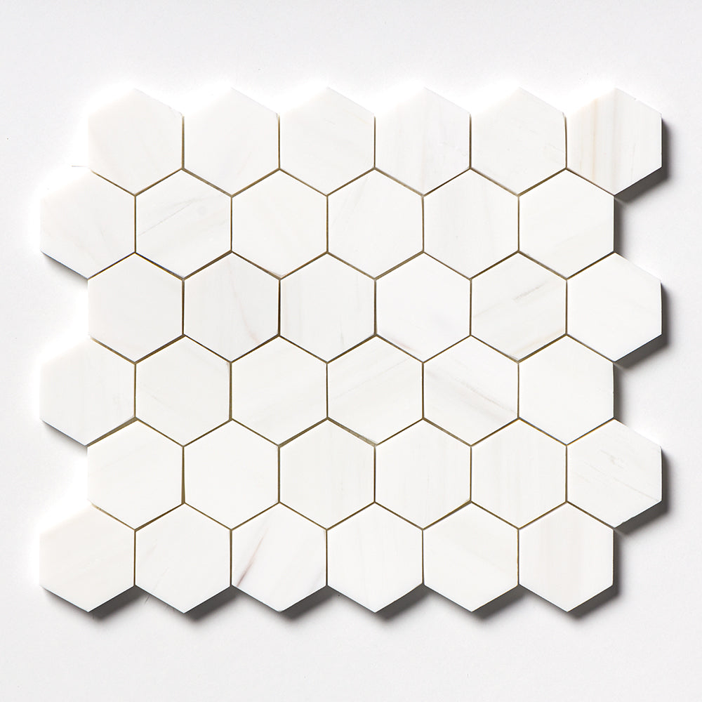 Bianco Dolomiti Polished Hexagon Marble Mosaic