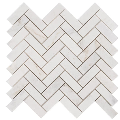 Calacatta Amber Honed Herringbone Marble Mosaic