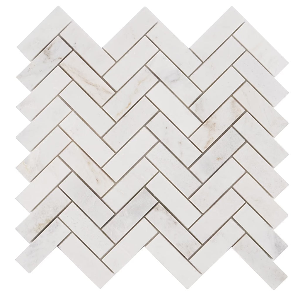 Calacatta Amber Polished Herringbone Marble Mosaic