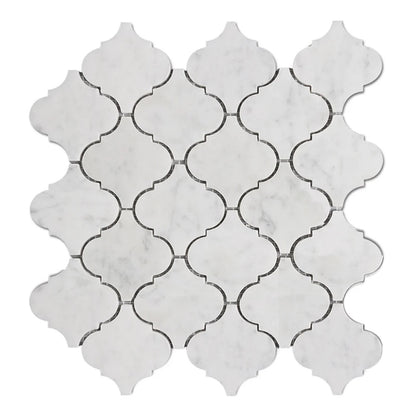 Carrara Arabesque  Polished Marble Mosaic Tile Polished 75x75x10mm