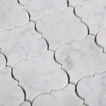 Carrara Arabesque  Polished Marble Mosaic Tile Polished 75x75x10mm