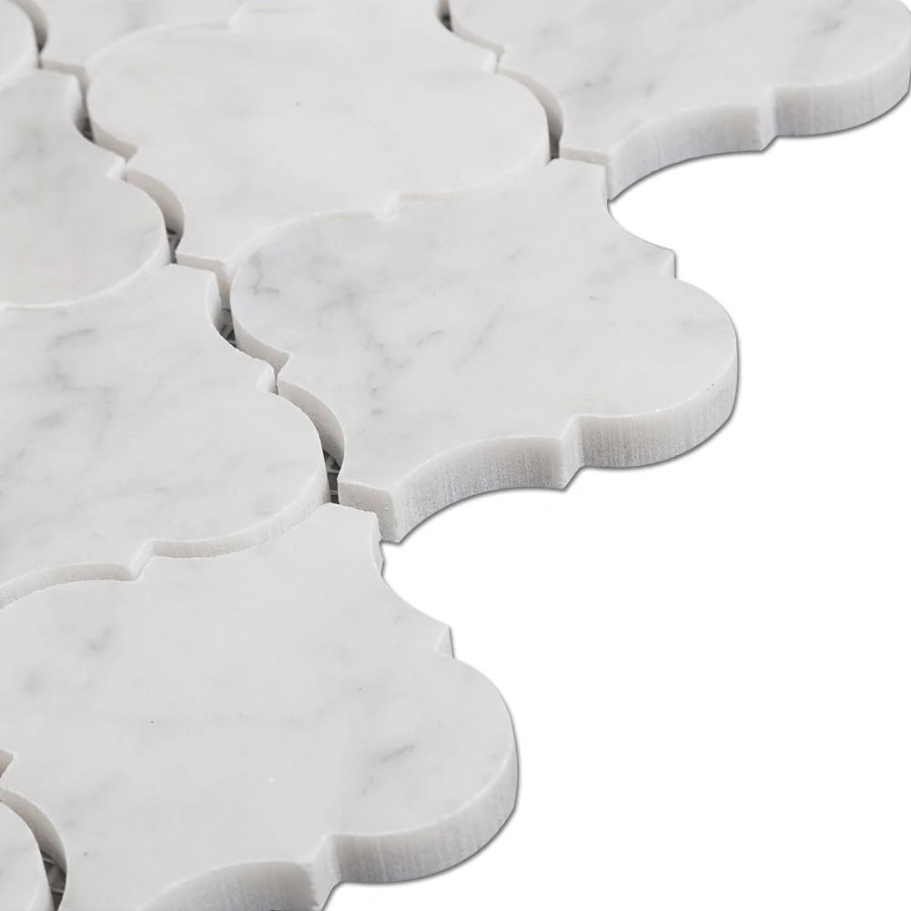 Carrara Arabesque  Polished Marble Mosaic Tile Polished 75x75x10mm