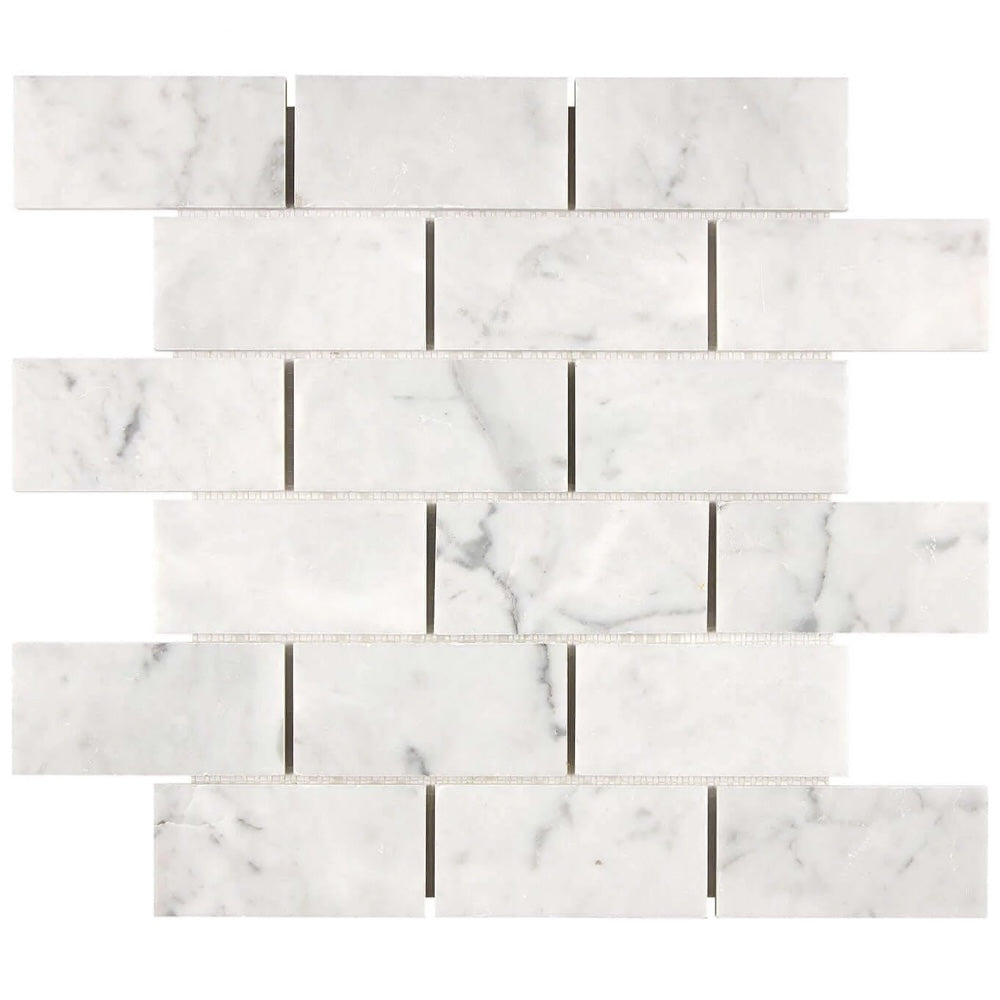 Carrara Italian Polished Subway Marble Mosaic