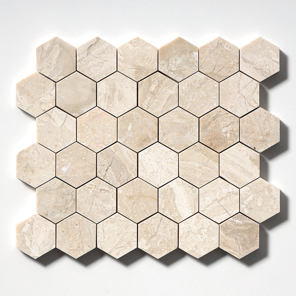 Diana Royal Honed Hexagon Marble Mosaic