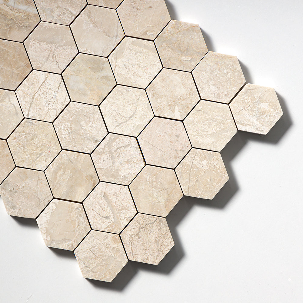 Diana Royal Honed Hexagon Marble Mosaic