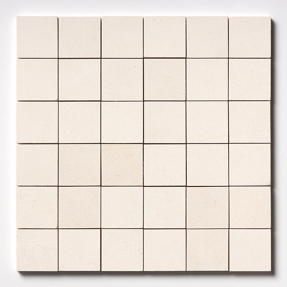 Snow White Honed Limestone Mosaic Tile 48x48x10mm