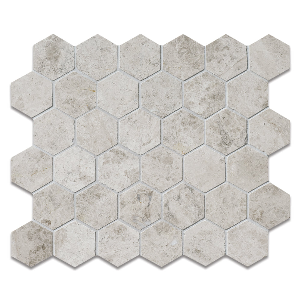 Tundra Silver Hexagon Marble Mosaic 48x48x10mm