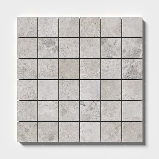 Tundra Silver Honed Marble Mosaic 48x48x10mm